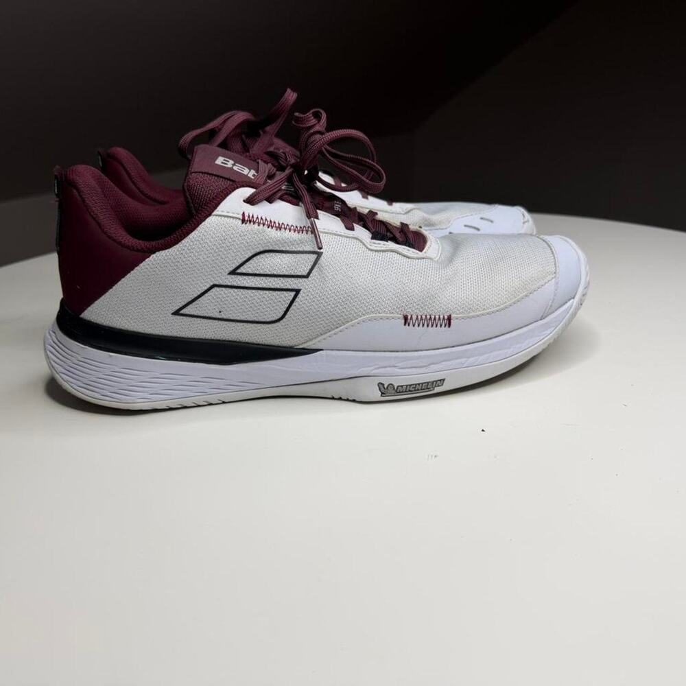 Babolat SFX Evo Men’s Tennis Court White Burgundy Sz 11.5 Athletic Sneakers